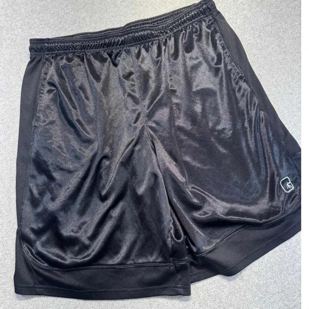 AND1 Mens 2XL‎ Black Shiny Athletic Basketball Shorts Activewear Gym Training